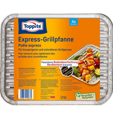 4 Toppits Aluschalen Express-Grillpfanne 28,0 x 22,0 cm 4 Toppits Aluschalen Express-Grillpfanne 28,0 x 22,0 cm