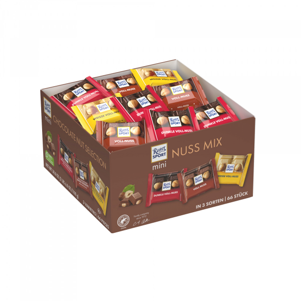 4000417318701 - Ritter Sport Mini Nuss Mix 3 Sorten (Voll-Nuss Dunkle Voll-Nuss Weisse Voll-Nuss) 66 Stück 11 kg