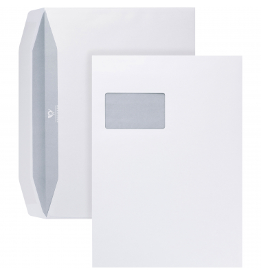 Versandtaschen Posthorn 03570108, lange Seite offen, C4, mit Fenster, nassklebend, 120g, weiß