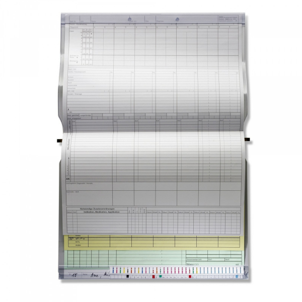4052301505001 - BOI 2-Deckel-Planettentasche Messingaufhängung DIN A4 Formularklemmleiste & Gewebestreifenverstärkung grau rot
