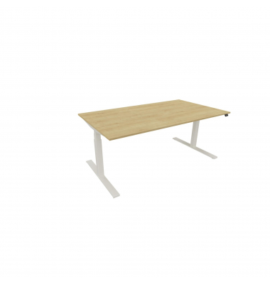 Schreibtisch eModel 3.0, elektrisch höhenverstellbar, 65-131cm (H), 180x100cm (BxT), rechteckig, hamilton oak / weiß