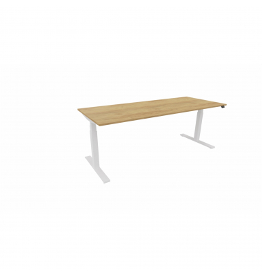 Schreibtisch eModel 3.0, elektrisch höhenverstellbar, 65-131cm (H), 200x80cm (BxT), rechteckig, hickory / weiß