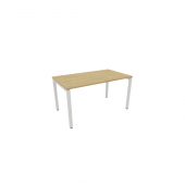 Schreibtisch, Rohr in Rohr-System, 64-86cm (H), 140x80cm (BxT), rechteckig, hamilton oak / weiß