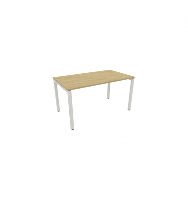 Schreibtisch, Rohr in Rohr-System, 64-86cm (H), 140x80cm (BxT), rechteckig, hamilton oak / weiß