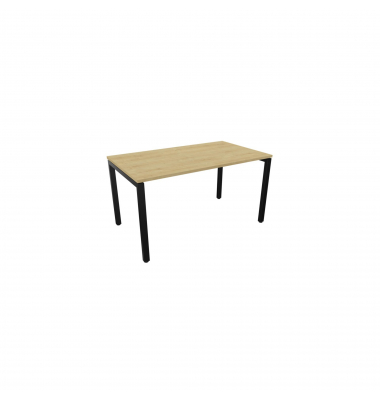 Schreibtisch, Rohr in Rohr-System, 64-86cm (H), 140x80cm (BxT), rechteckig, hamilton oak / schwarz