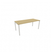 Schreibtisch, Rohr in Rohr-System, 64-86cm (H), 180x80cm (BxT), rechteckig, hamilton oak / weiß