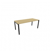 Schreibtisch, Rohr in Rohr-System, 64-86cm (H), 180x80cm (BxT), rechteckig, hamilton oak / schwarz