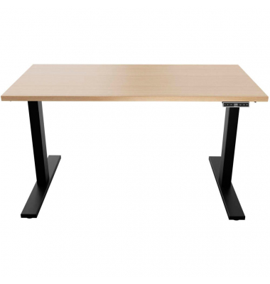 Schreibtisch E-WonderTech, elektrisch höhenverstellbar, 63-128cm (H), 120x60cm (BxT), rechteckig, kendal eiche / schwarz