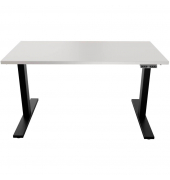Schreibtisch E-WonderTech, elektrisch höhenverstellbar, 63-128cm (H), 140x80cm (BxT), rechteckig, lichtgrau / schwarz