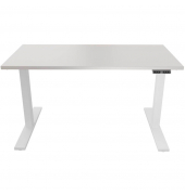 Schreibtisch E-WonderTech, elektrisch höhenverstellbar, 63-128cm (H), 140x80cm (BxT), rechteckig, lichtgrau / verkehrsweiß