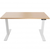 Schreibtisch E-WonderTech, elektrisch höhenverstellbar, 63-128cm (H), 140x80cm (BxT), rechteckig, kendal eiche / verkehrsweiß