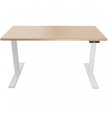 Schreibtisch E-WonderTech, elektrisch höhenverstellbar, 63-128cm (H), 140x80cm (BxT), rechteckig, kendal eiche / verkehrsweiß