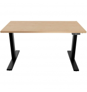 Schreibtisch E-WonderTech, elektrisch höhenverstellbar, 63-128cm (H), 140x80cm (BxT), rechteckig, ahorn / schwarz