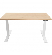 Schreibtisch E-WonderTech, elektrisch höhenverstellbar, 63-128cm (H), 140x80cm (BxT), rechteckig, ahorn / verkehrsweiß