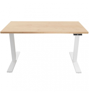 Schreibtisch E-WonderTech, elektrisch höhenverstellbar, 63-128cm (H), 140x80cm (BxT), rechteckig, ahorn / verkehrsweiß