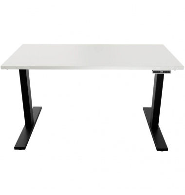 Schreibtisch E-WonderTech, elektrisch höhenverstellbar, 63-128cm (H), 160x80cm (BxT), rechteckig, weiß / schwarz