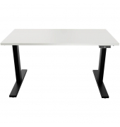 Schreibtisch E-WonderTech, elektrisch höhenverstellbar, 63-128cm (H), 180x80cm (BxT), rechteckig, weiß / schwarz