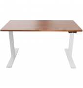 Schreibtisch E-WonderTech, elektrisch höhenverstellbar, 63-128cm (H), 180x80cm (BxT), rechteckig, lincoln walnuss / verkehrsweiß