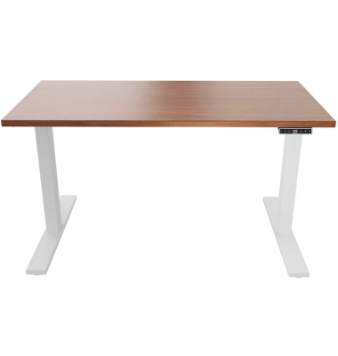 Schreibtisch E-WonderTech, elektrisch höhenverstellbar, 63-128cm (H), 180x80cm (BxT), rechteckig, lincoln walnuss / verkehrsweiß