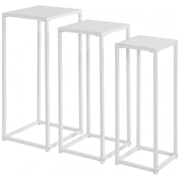 4001070253590 - Beistelltische-Set Metall weiß 4001070253590 3 Stück 4001070253590 - Beistelltische-Set Metall weiß 4001070253590 3 Stück