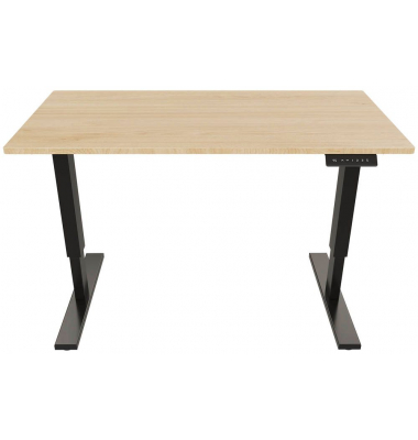 Schreibtisch E-StarterTech, elektrisch höhenverstellbar, 70-112cm (H), 120x60cm (BxT), rechteckig, kendal eiche / schwarz