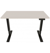 Schreibtisch E-StarterTech, elektrisch höhenverstellbar, 70-112cm (H), 140x80cm (BxT), rechteckig, lichtgrau / schwarz