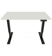 Schreibtisch E-StarterTech, elektrisch höhenverstellbar, 70-112cm (H), 160x80cm (BxT), rechteckig, weiß / schwarz