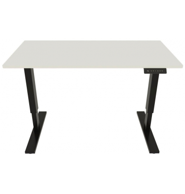 Schreibtisch E-StarterTech, elektrisch höhenverstellbar, 70-112cm (H), 160x80cm (BxT), rechteckig, weiß / schwarz