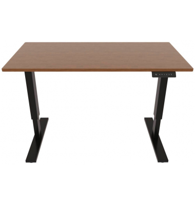 Schreibtisch E-StarterTech, elektrisch höhenverstellbar, 70-112cm (H), 160x80cm (BxT), rechteckig, lincoln walnuss / schwarz