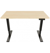 Schreibtisch E-StarterTech, elektrisch höhenverstellbar, 70-112cm (H), 160x80cm (BxT), rechteckig, ahorn / schwarz