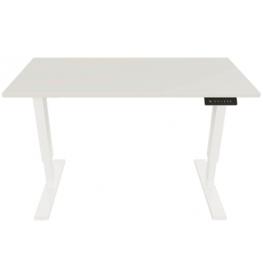 Schreibtisch E-StarterTech, elektrisch höhenverstellbar, 70-112cm (H), 160x80cm (BxT), rechteckig, lichtgrau / weiß