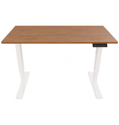 Schreibtisch E-StarterTech, elektrisch höhenverstellbar, 70-112cm (H), 160x80cm (BxT), rechteckig, lincoln walnuss / weiß