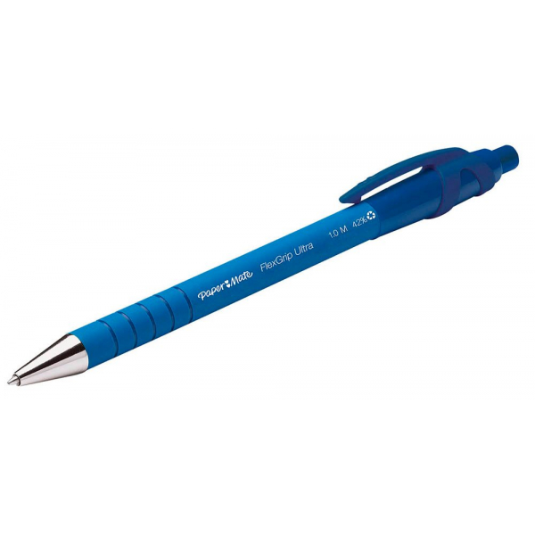 Paper Mate Flexgrip Ultra-Druckkugelschreiber | mittlere Spitze (1,0 mm) | blau | 12er-Box