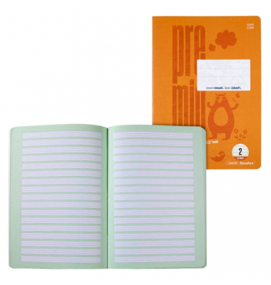 Schulheft 040784002 PREMIO, Lineatur 2 / Lineatur 2 / keine, A4, 90g, orange, 32 Blatt / 64 Seiten