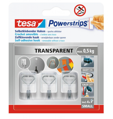 Klebehaken Powerstrips, 57615-00003-00, bis 0,5kg, transparent