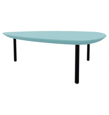 Beistelltisch TRESTA 4260429766185, 31cm (H), 98x91cm (BxT), dreieckig abgerundet, pastellblau / schwarz