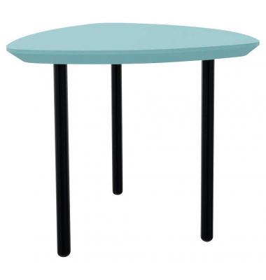 Beistelltisch TRESTA 4260761570976, 46cm (H), 55x51cm (BxT), dreieckig abgerundet, pastellblau / schwarz