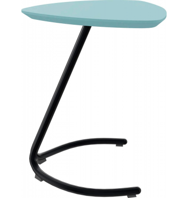 Beistelltisch TRESTA 4260761571034, 69,5cm (H), 55x50cm (BxT), dreieckig abgerundet, pastellblau / schwarz