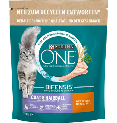 Katzen-Trockenfutter Coat & Hairball reich an Huhn und Vollkorn-Getreide 750,0 g