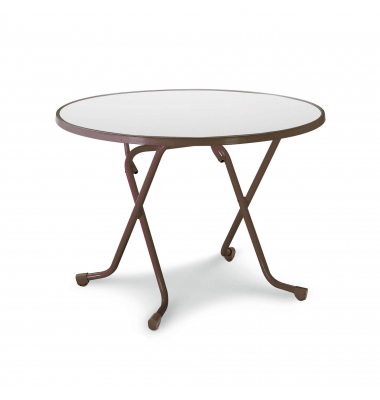 Klapptisch Dublin, 73cm (H), 100x100cm (BxT), rund, wei&szlig; / braun