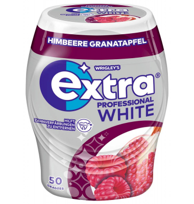 PROFESSIONAL WHITE HIMBEERE GRANATAPFEL Kaugummis 50 Dragees
