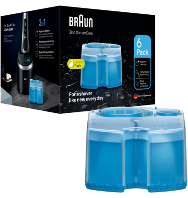 6 BRAUN 3in1 ShaverCare Reinigungskartuschen für Rasierer