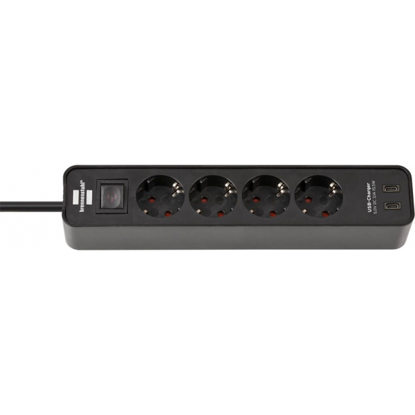4007123691135 - Ecolor USB-C 4-fach Steckdosenleiste mit Schalter 15 m schwarz mit USB-Buchse 4007123691135 brennenstuhl 4007123691135 - Ecolor USB-C 4-fach Steckdosenleiste mit Schalter 15 m schwarz mit USB-Buchse 4007123691135 brennenstuhl