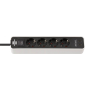 Ecolor USB-C 4-fach Steckdosenleiste mit Schalter 1,5 m weiß mit USB-Buchse