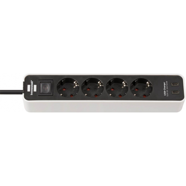 4007123691142 - Ecolor USB-C 4-fach Steckdosenleiste mit Schalter 15 m weiß mit USB-Buchse 4007123691142 brennenstuhl