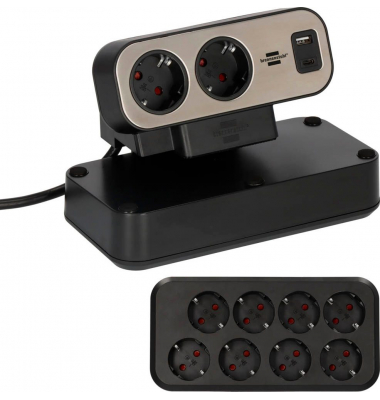 estilo Duplex USB 10-fach Tischsteckdose 2,0 cm schwarz