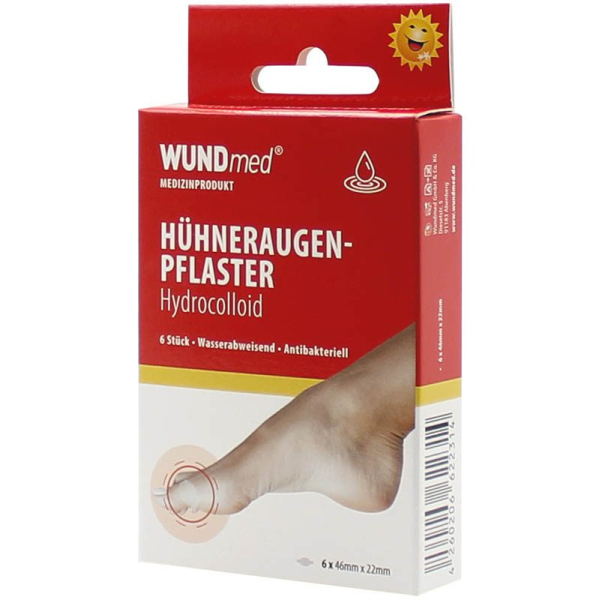 4260206622314 - WUNDmed® Fußpflege Hühneraugen-Pflaster Pflaster zum schmerzlosen Entfernen von Hühneraugen 1 Packung = 6 Stück 45 x 20 mm 4260206622314 - WUNDmed® Fußpflege Hühneraugen-Pflaster Pflaster zum schmerzlosen Entfernen von Hühneraugen 1 Packung = 6 Stück 45 x 20 mm