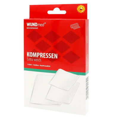 Mull-Kompressen weiß klein 5,0 cm, normal 7,5 cm, groß 10,0 cm cm