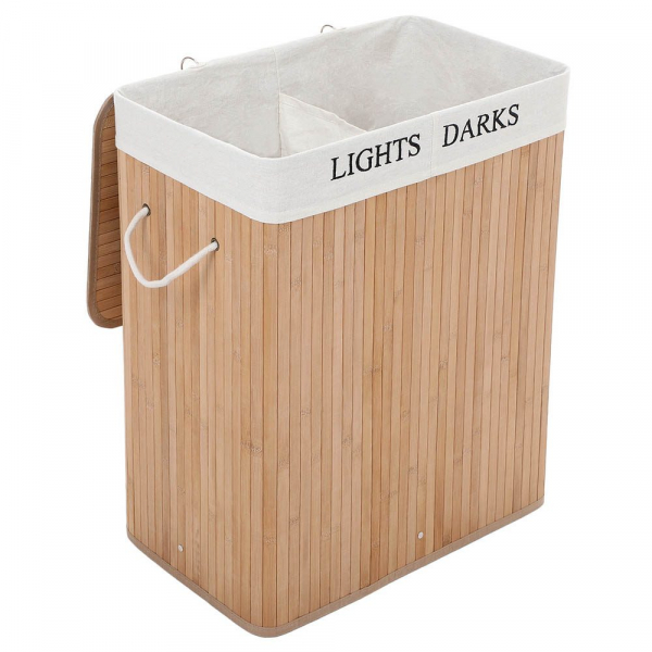 6955880332335 - 100L (625 x 52 x 32 cm) BAMBOO BAMBOO SŁUKONEJ Wäschebox mit 2 Wäschekorbfächern mit herausnehmbarem Wäschesack Bambus natur LCB64Y 6955880332335 - 100L (625 x 52 x 32 cm) BAMBOO BAMBOO SŁUKONEJ Wäschebox mit 2 Wäschekorbfächern mit herausnehmbarem Wäschesack Bambus natur LCB64Y
