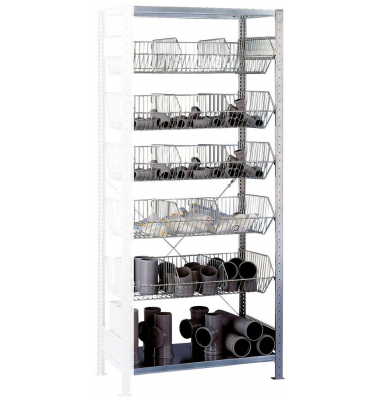 Anbauregal 13675 silber, verzinkt 100,0 x 50,0 x 230,0 cm